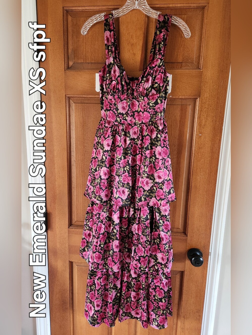 Emerald Sundae Pink Floral Tiered Dress